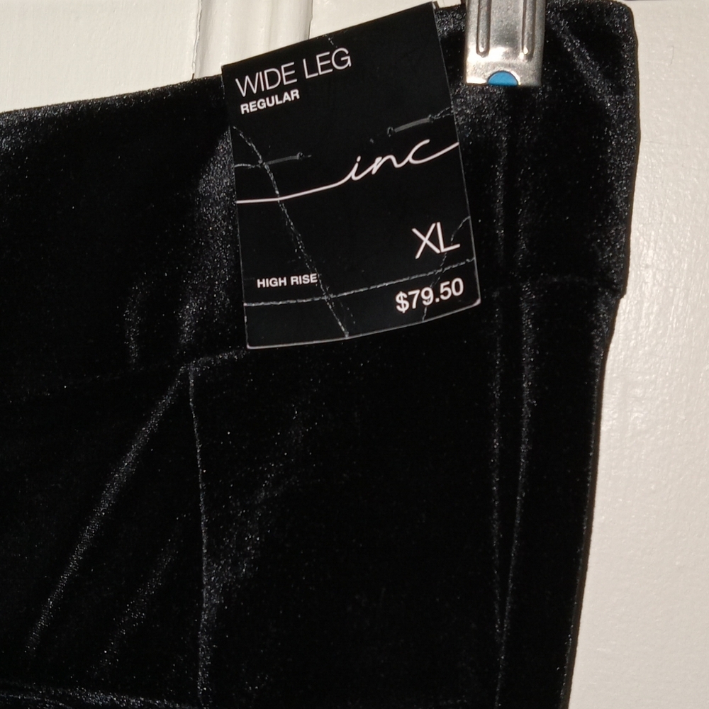 INC International Concepts Black Velvet Wide Leg Pants